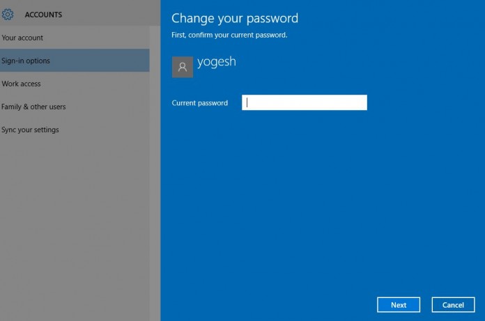 Create or change your password in Windows 10