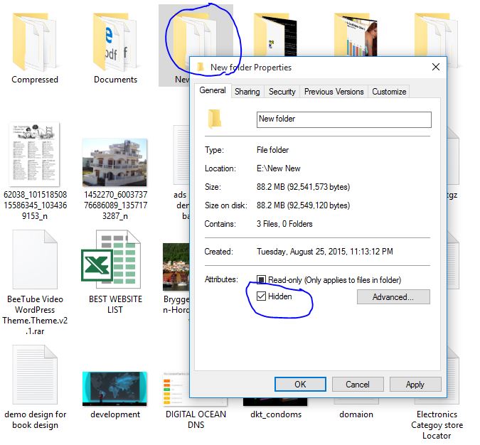 Hide folder in Windows 10