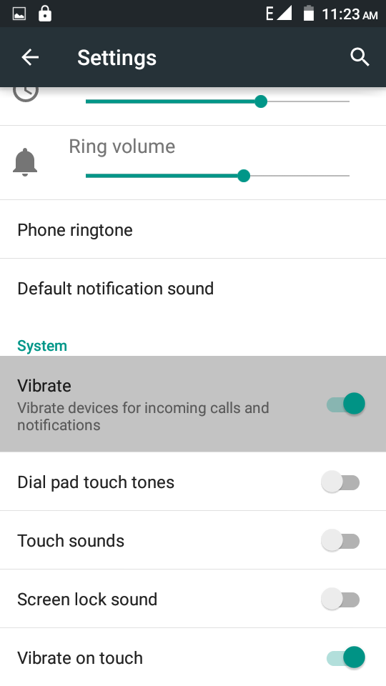 Ringtone sound & vibrate settings