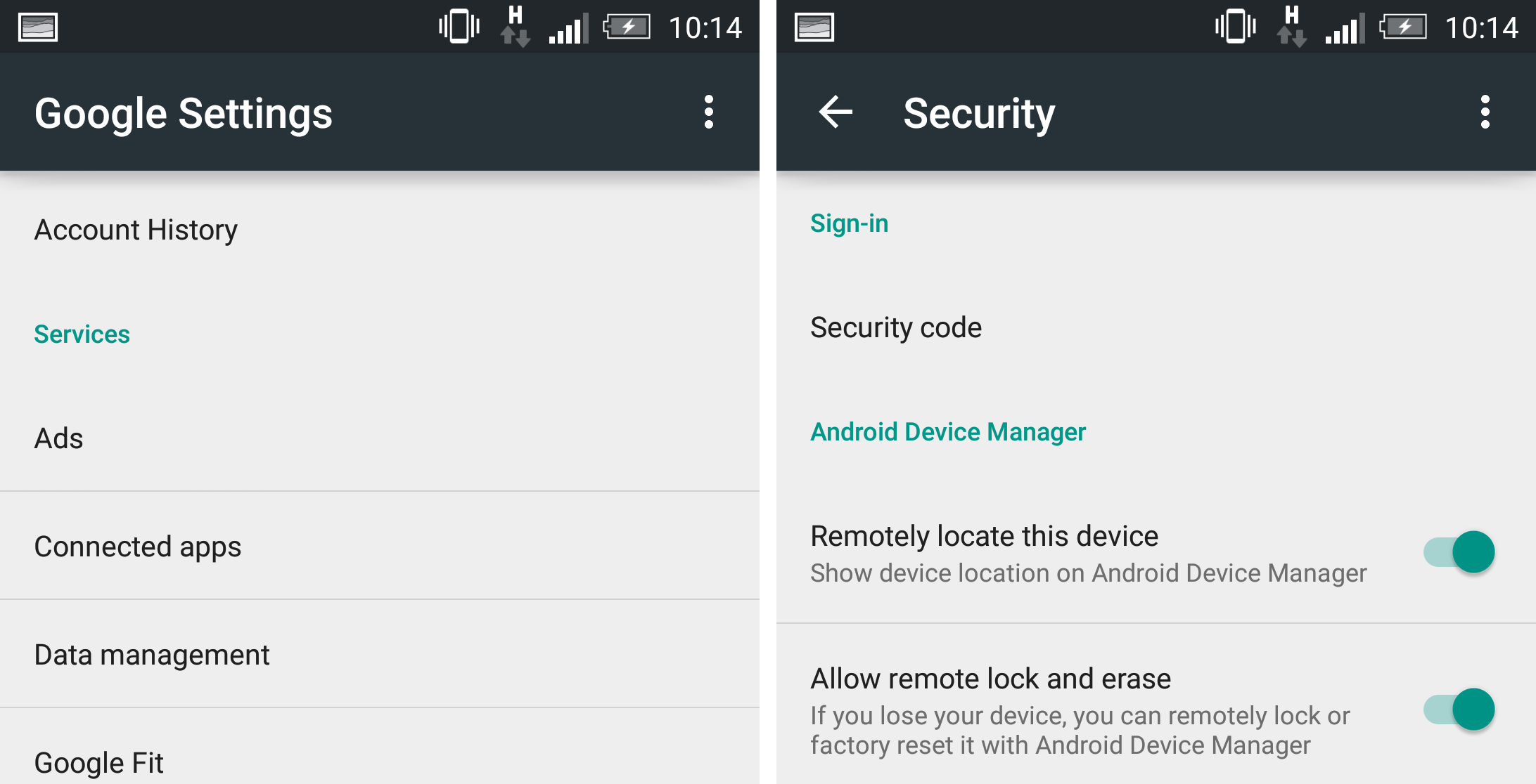 device manager open Google Setting App