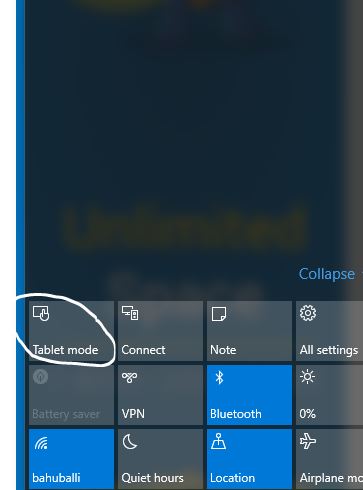 How to manually enable tablet mode in Windows 10