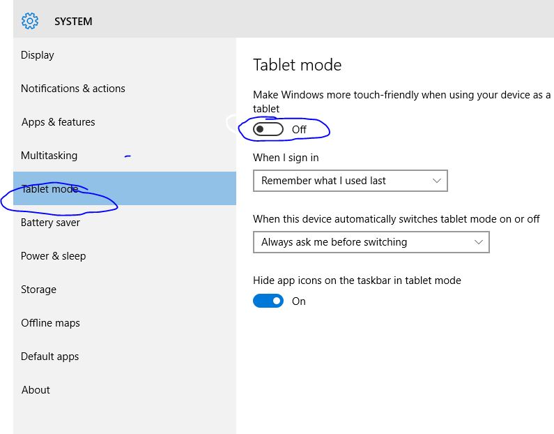 Tablet Mode - Turn On or Off in Windows 10