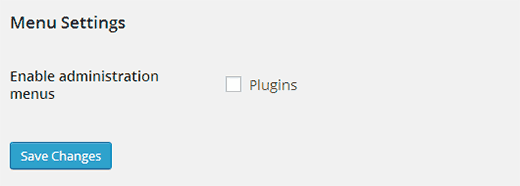 enable administrative plugin menu