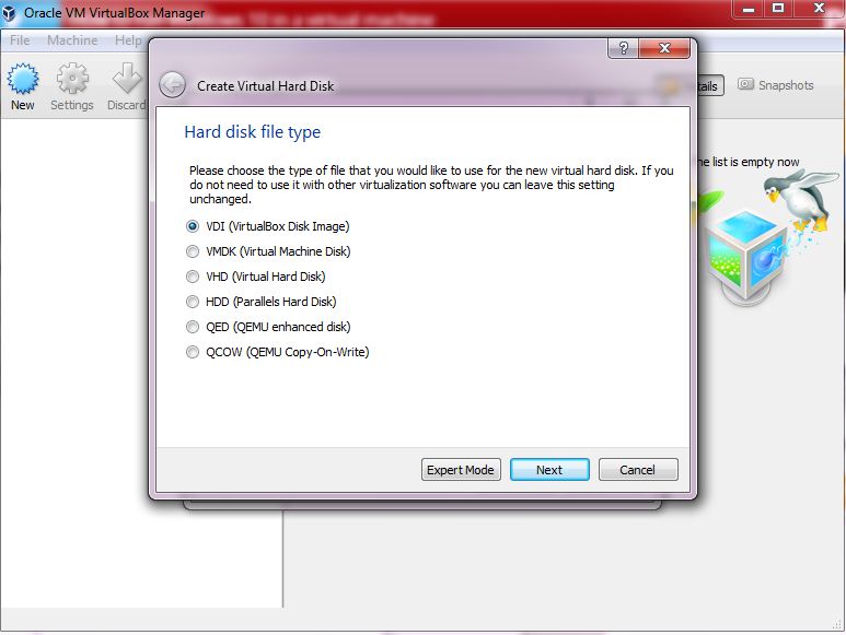 select vdi from the liast in vm