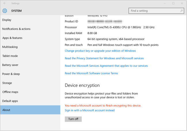Check Windows 10 Support Device Encryption or Not