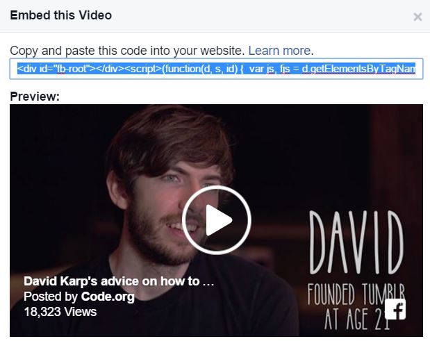 Embed Facebook Video into Your Website