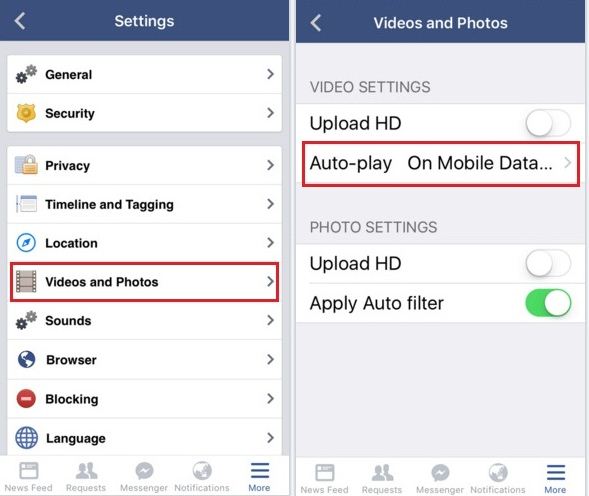 How do I disable the video autoplay Facebook.