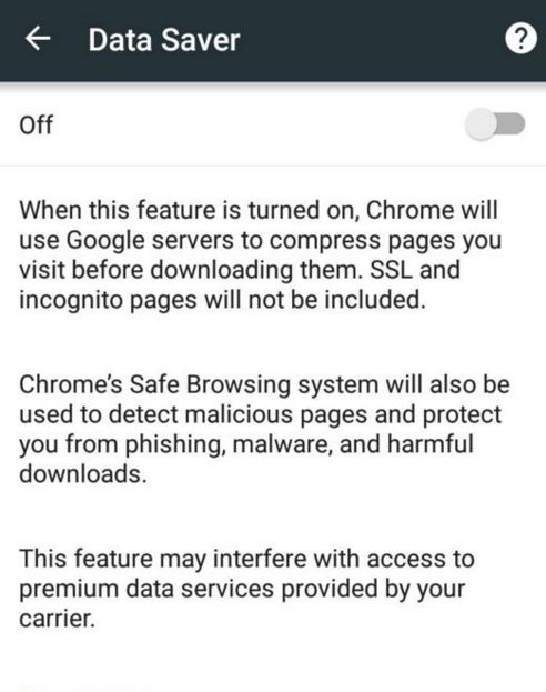 turn on data saver mode on chrome for android