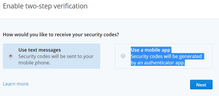 Enable two-step verification