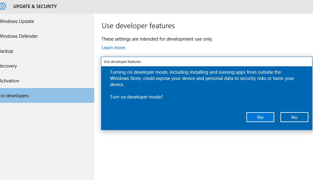 How to Enable Developers Mode in Windows 10 PC