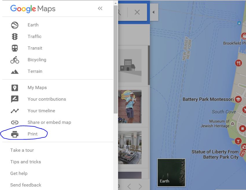 Print the map and directions Of Google Maps