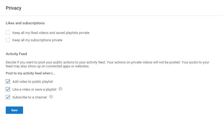 how to activate privacy in youtube