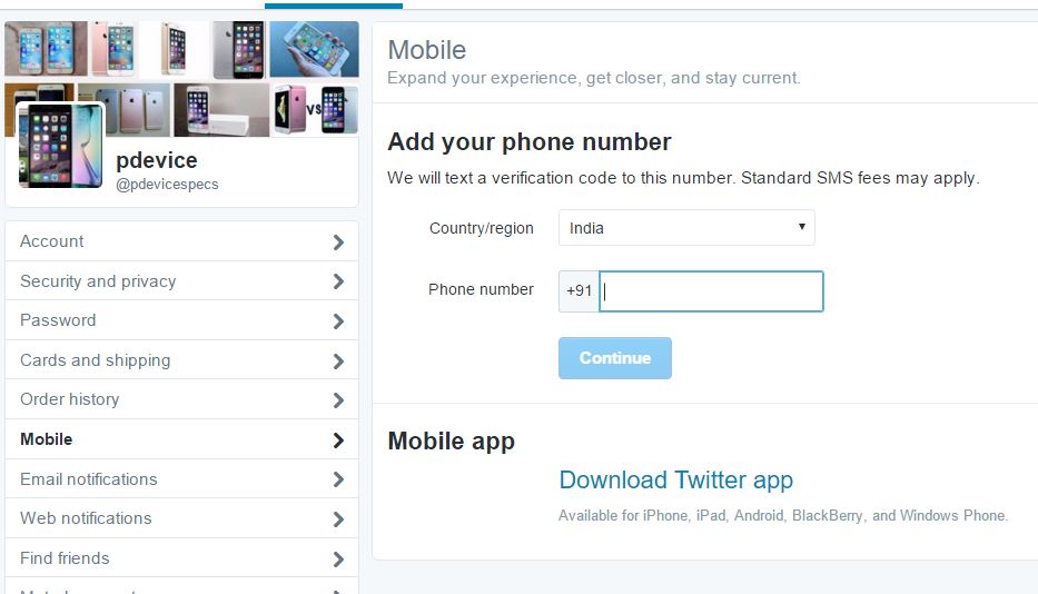 Delete Twitter Contact Number from Twitter Admin Panel