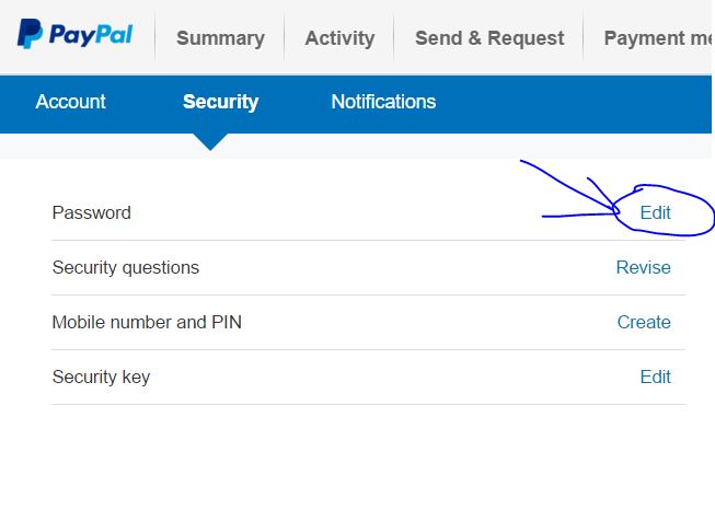 How to change PayPal Account Password