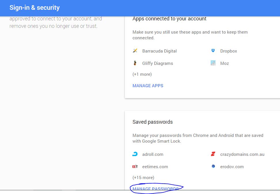 Manage, remove all saved password from Your Gmail account setting