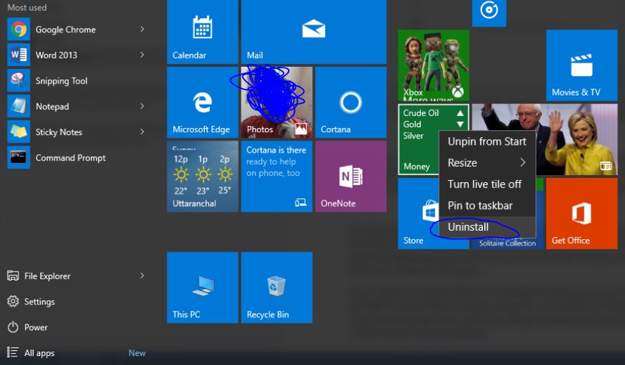 Uninstall Apps from Windows 10 PC
