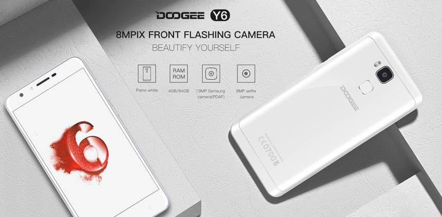 Doogee Y6 Piano Whitewith 4GB RAM and MediaTek Processor