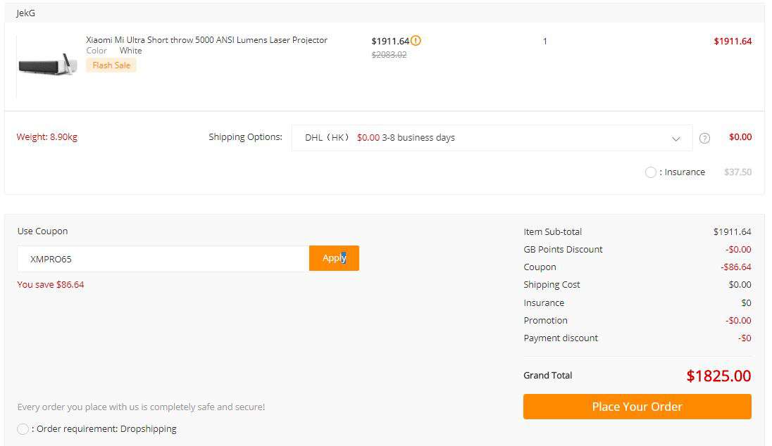 Xiaomi Mi Ultra Short 5000 ANSI Lumens Laser Projector Discount