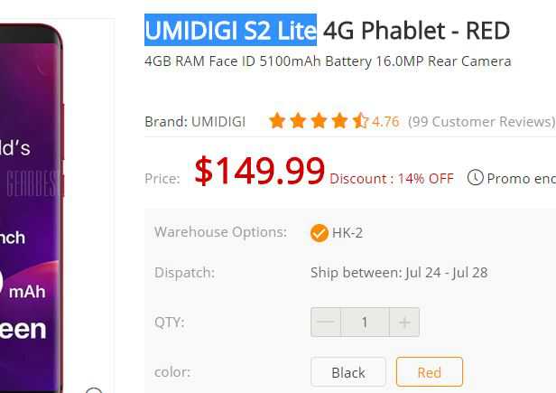UMIDIGI S2 Lite Free Shipping Just for $149.99