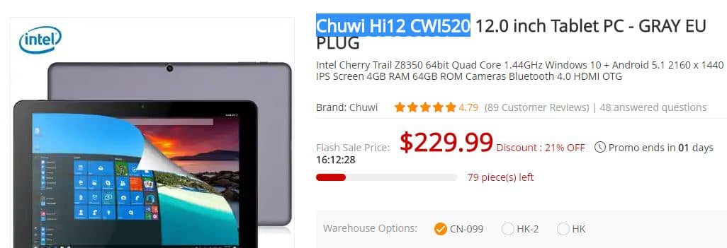 Chuwi Hi12 CWI520 Coupon Code