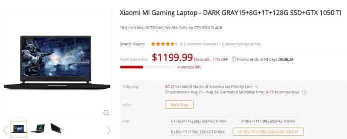 Xiaomi Mi Gaming Laptop GearBest Discount Coupon